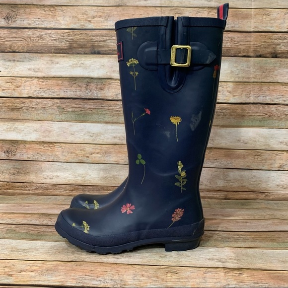 Joules Shoes - Joules Blue Flower Rain Boots